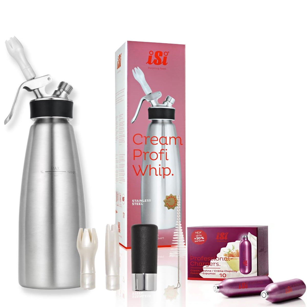 iSi Sahnespender-Set – Cream Profi Whip Plus 1L inkl. Sahnekartuschen