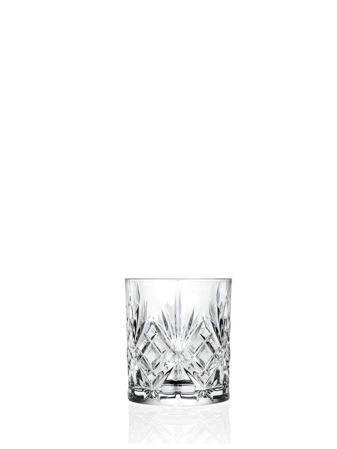Dekoreret RCR Melodia whiskyglas i krystalglas