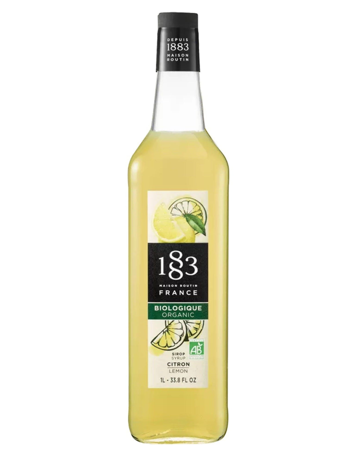 1883 citron økologisk sirup i en flaske, perfekt til at tilføje en frisk og syrlig citronsmag til dine drikke