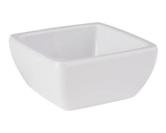 Hvid melamin-skal ‘PURE’, kvadratisk form (65×65 mm), 5 cl kapacitet, robust og rengøringsvenlig - perfekt til servering og portionsanretning