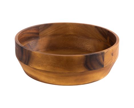 Elegant skål i acacia-look – ideel til servering og præsentation af salater, snacks eller tilbehør i professionelle køkkener og buffeter.