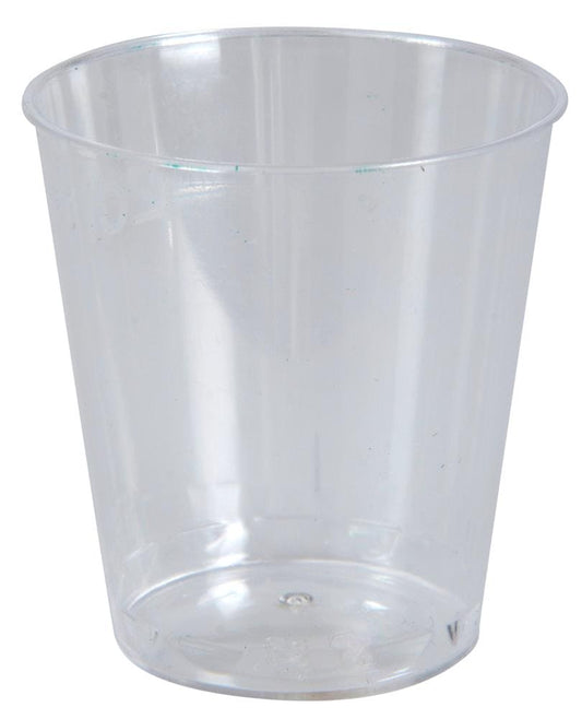 Klar plastkop på 240 ml – robust engangsdrikkeglas i polystyren til kolde og varme drikke