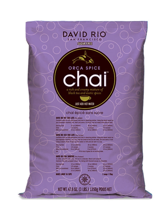 David Rio Orca Spice Chai, 1350g, ideel til chai-elskere der ønsker en sukkerfri smagsoplevelse