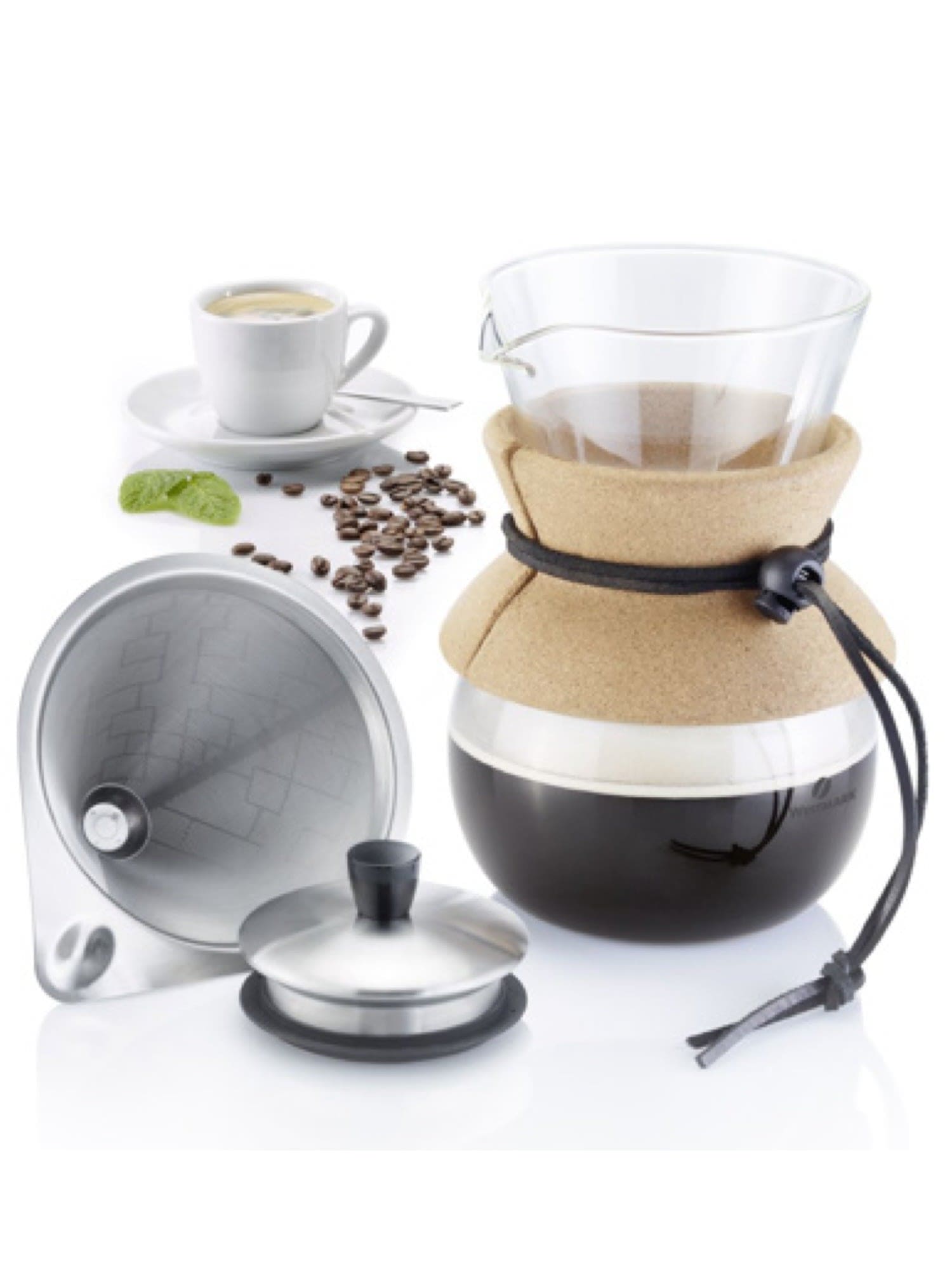 Nyd en aromatisk kaffe med denne praktiske kaffebrygger med filter og låg, 500 ml