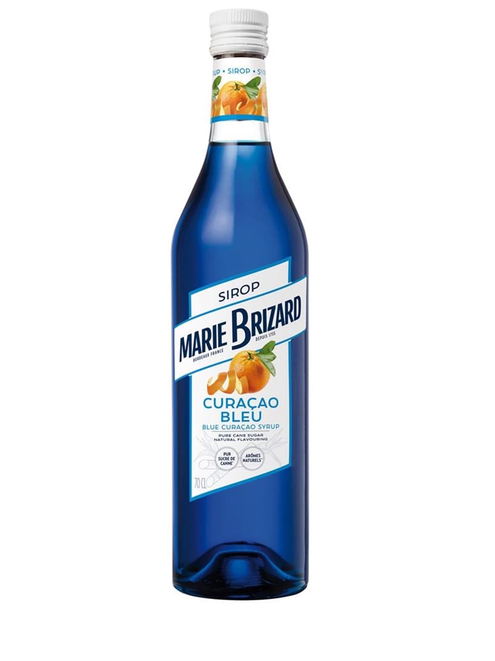 Marie Brizard Blue Curacao sirup, perfekt til at tilføje en livlig blå farve og citrusagtig smag til dine drikke