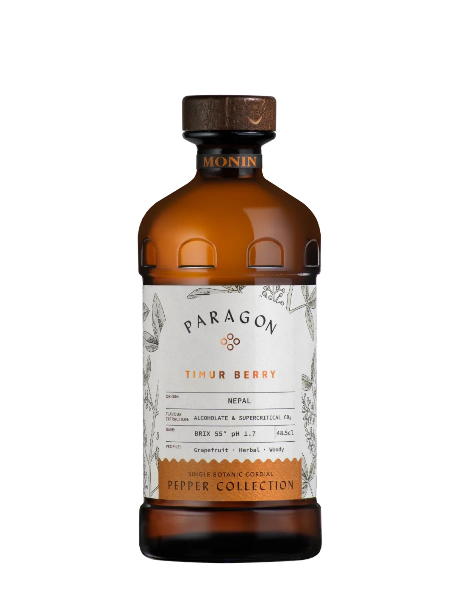 Monin Paragon Timur Berry Cordial – exotisk och fruktig cordial med smak av timur bär, perfekt för att skapa unika och kryddiga cocktails