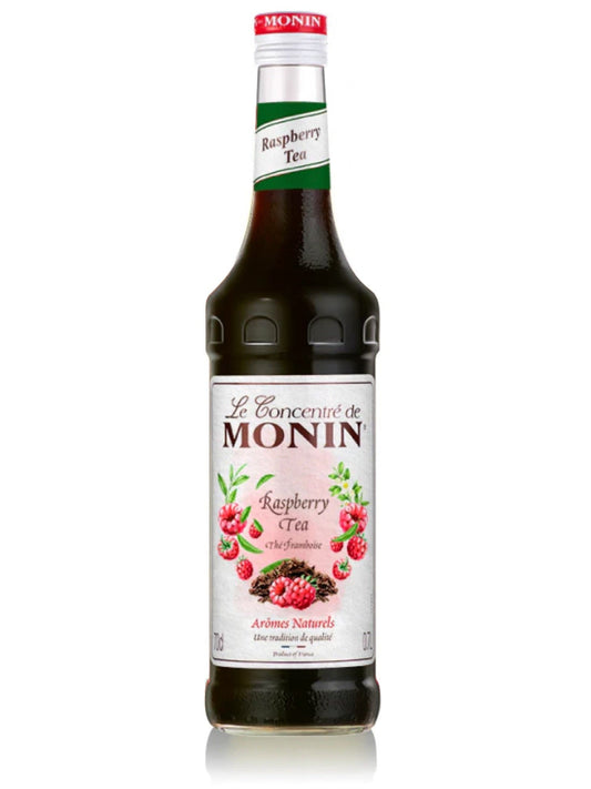 Monin Raspberry Tea sirap – söt och fruktig sirap med smak av hallon och te, perfekt för att skapa uppfriskande och aromatiska drycker
