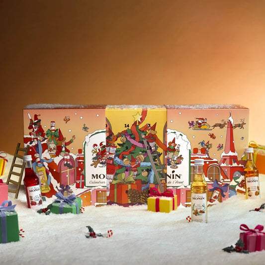 MONIN Adventskalender 2026 mit 24 Geschmackssorten in Miniflaschen à 5 cl