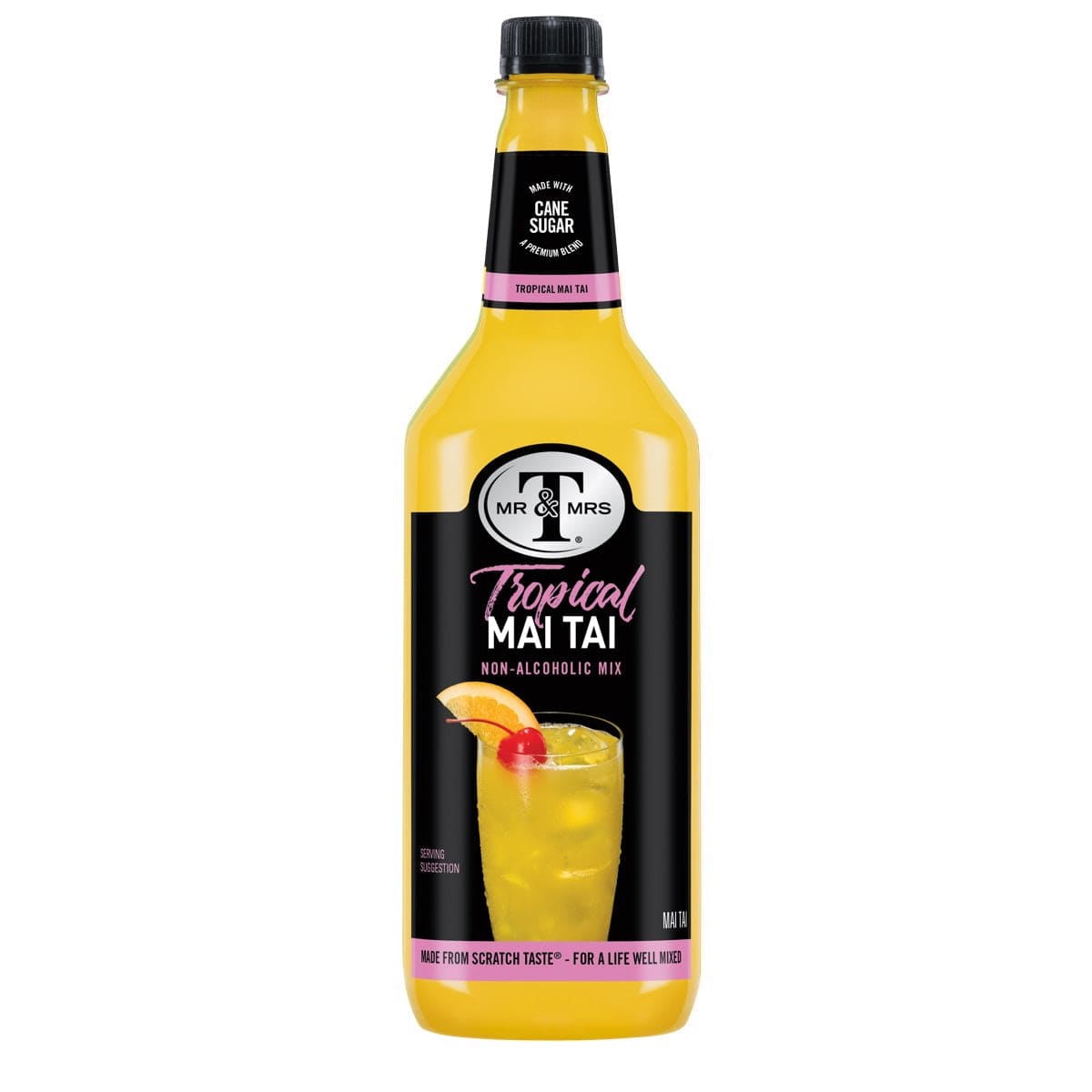 Mr & Mrs T Mai Tai drink – eksotisk cocktailmixer med tropiske smagsnoter i flaske, ideel til tiki-drinks og hjemmebarer.