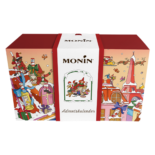 MONIN Adventskalender 2026 mit 24 Sirupen und Getränkekonzentraten à 5 cl