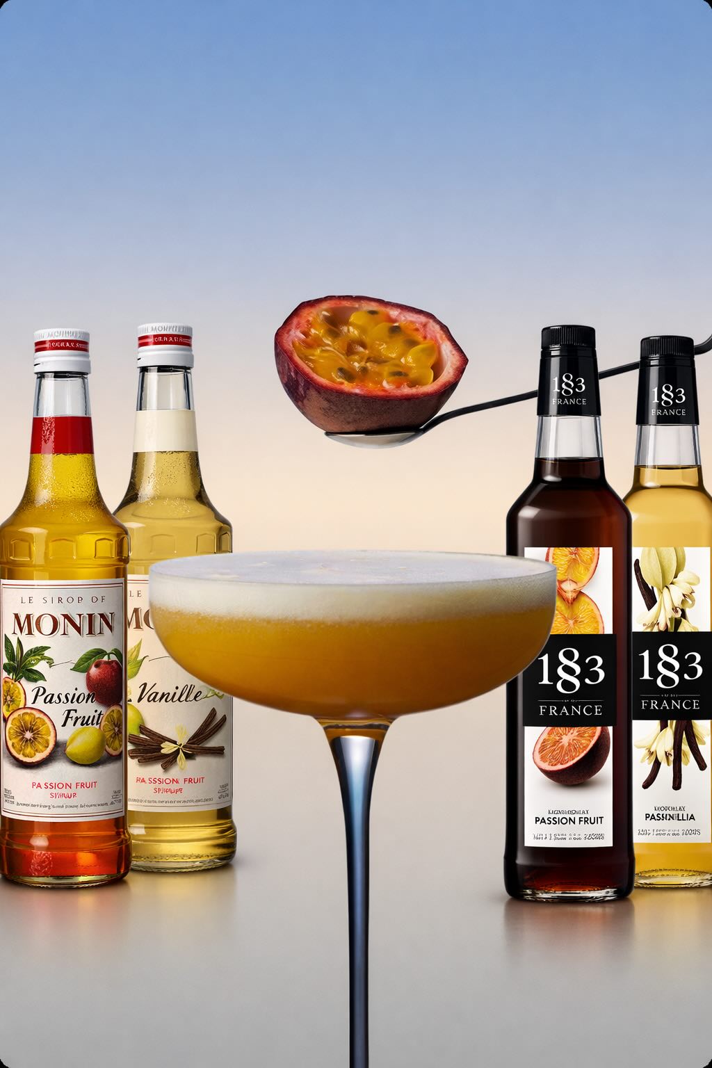 Kaffesirup og cocktailsirup i flasker til café og bar