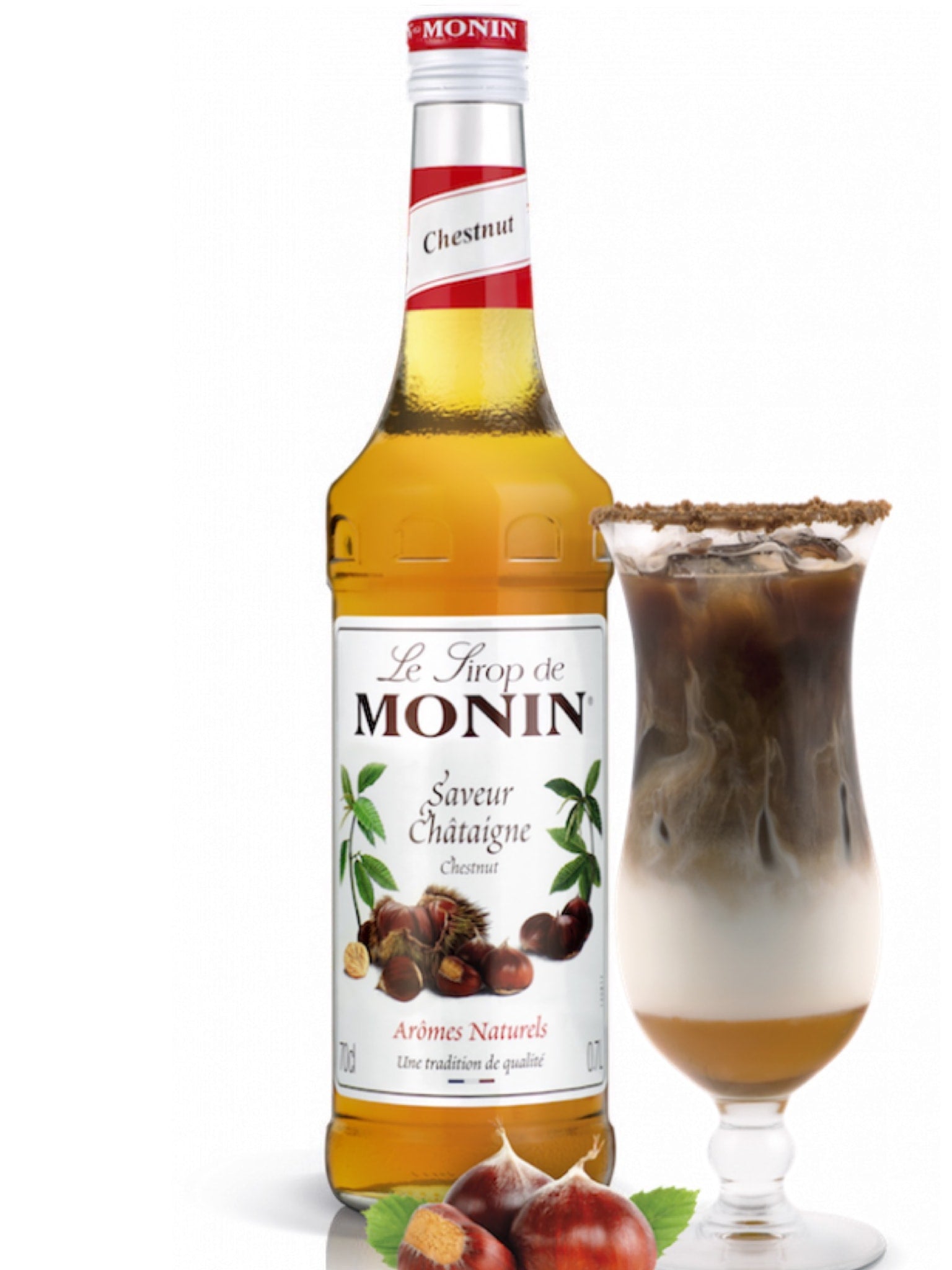 Tilføj en behagelig varme til dine favoritdrikke med Monin Kastanje Sirup, perfekt til efteråre